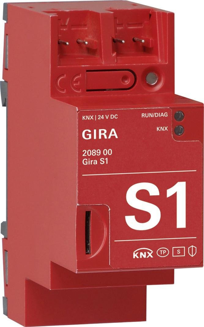 Modul ndërfaqe KNX Gira S1 208900, DIN-Rail, 24V DC, i kuq