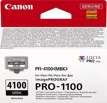 Kartutsa boje Canon PFI-4100MBK, e zezë mat, për imagePROGRAF PRO-1100