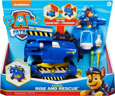 Lodër makinë policie Paw Patrol Chase Rise and Rescue, set me figura, që shndërrohet, blu