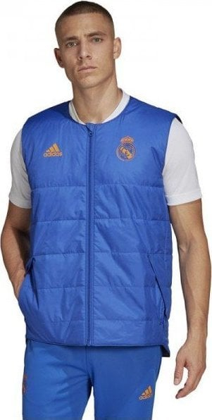 Jelek adidas Real Madrid Pad Vest LM HG8685, i mbushur, për meshkuj, blu