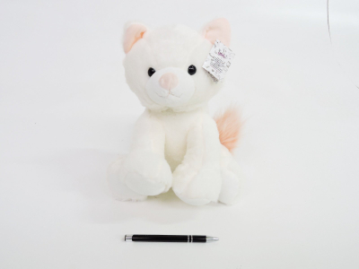 Lodër pelushi Tulilo Mascot macja Alex, 30 cm, e bardhë krem
