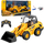 Lodër eskavator me pult Huina Toys 1:24, 2.4GHz, me drita LED, i verdhë