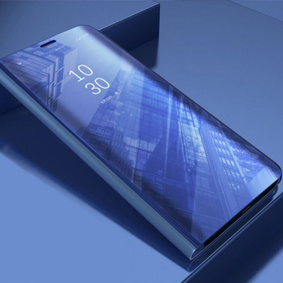 Këllëf flip Huawei Y6P Clear View me mbajtëse, blu
