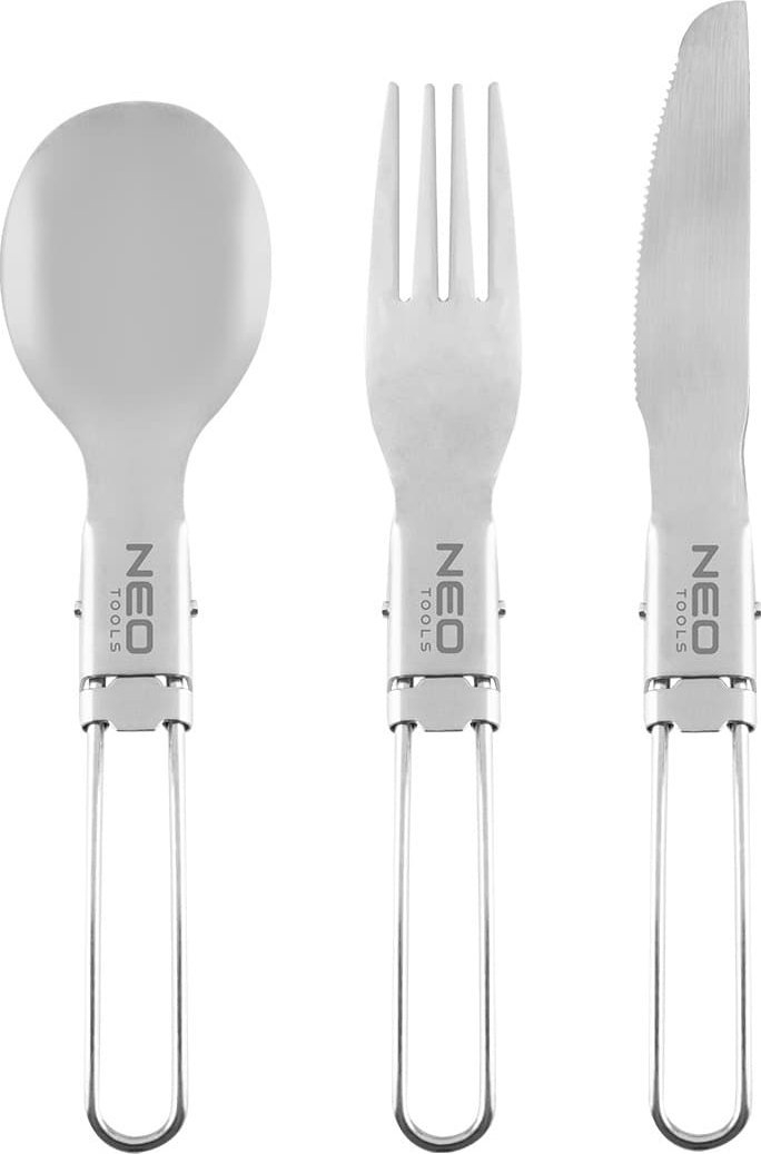 Set takëmesh udhëtimi Neo 3 në 1, çelik inox, me etui mbajtës, gri