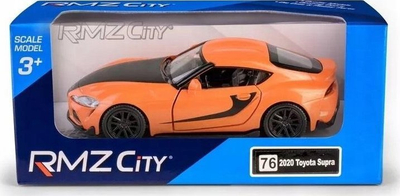 Lodër makinë RMZ City 2020 Toyota Supra, model diecast 1:34 1:39, për kalamaj 3+, e verdhë