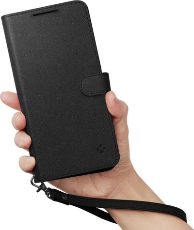 Këllëf telefoni Spigen Wallet S Plus për Samsung Galaxy A54 5G, lëkurë PU, me portofol, ngjyrë e zezë
