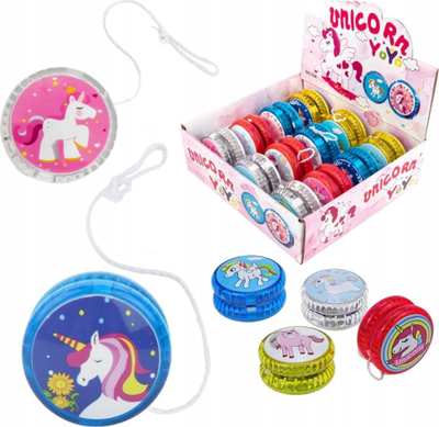 Lodër yo-yo Adar Unicorn, set 12 copë, shumëngjyrëshe