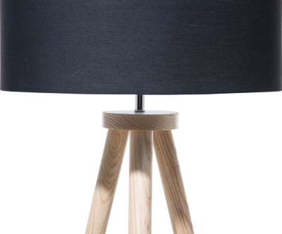Llambë dyshemeje NITRA, tripod dru lisi, 40W, e zezë