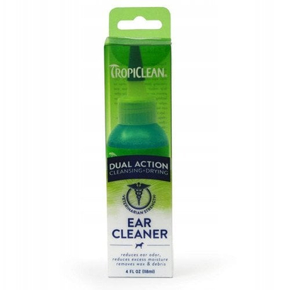 Solucion pastrimi për veshët e qenve Tropiclean Dual Action, thahet shpejt, 118 ml