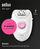 Epilator Braun Silk épil 1-176, me rrymë, për trup edhe këmbë, i bardhë me rozë