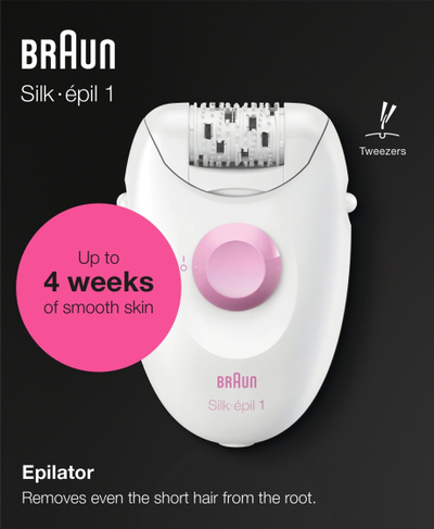 Epilator Braun Silk épil 1-176, me rrymë, për trup edhe këmbë, i bardhë me rozë