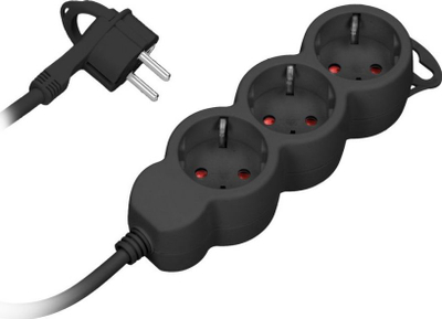 Zgjatës elektrik 3-sh Schuko, 1.5m, 10A, i zi