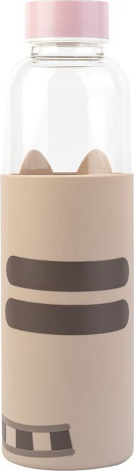 Shishe uji Pusheen, qelq borosilikat 500ml, me mbulesë silikoni, shumëngjyrëshe