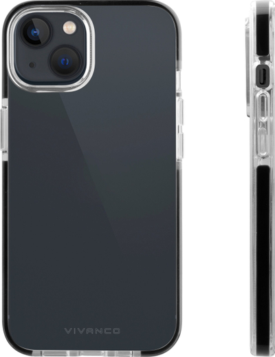Këllëf telefoni Vivanco Rock Solid për iPhone 14, mbrojtës, transparent me të zezë