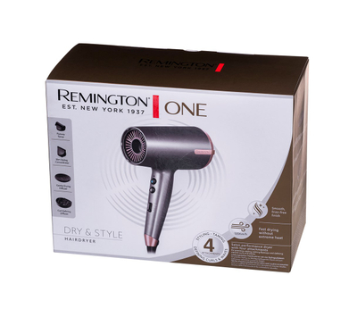 Tharëse flokësh Remington One Dry & Style D6077, 4 nivele temperature, me difuzor, grafit