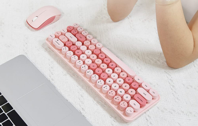 Set tastierë dhe maus pa tel Mofii iBean Pro, 2.4G, 2 copë, rozë