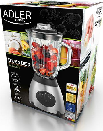 Blender tavoline Adler AD 4070, 1.5L, 600W, i zi / argjendtë