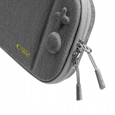 Çantë mbrojtëse Tech-Protect Slim Pouch për Nintendo Switch 2, dizajn i hollë, xhepa për lojëra, gri