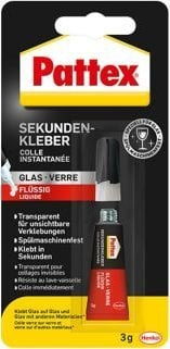 Superngjitës Pattex PSV1C Glass, 3g, për xham e metal, transparent