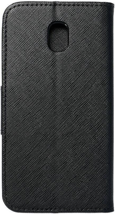 Футрола за телефон Fancy Book за Samsung Galaxy J3 2017, еколошка кожа, со џебови за картички, црна