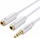 Adaptër audio Ugreen 10789, 3.5mm mashkull në 2x 3.5mm femër, splitter kufjesh, i bardhë