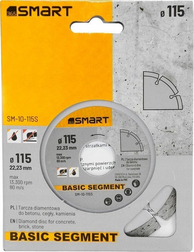Disk diamanti SMART365 Basic Precision, 115mm, për prerje segmentare, pa ngjyrë