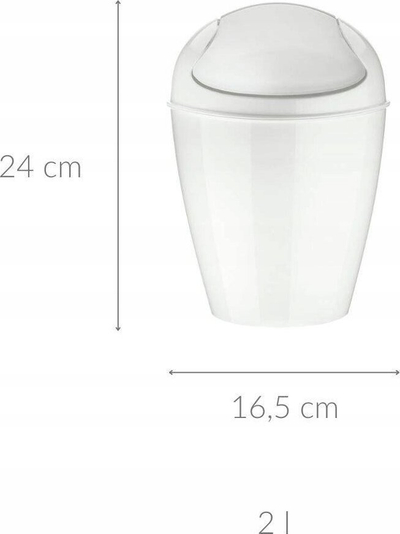 Kosh plehrash Koziol Del XS, plastikë, 2L, i bardhë