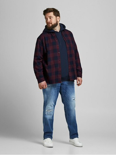 Кошула Jack&Jones PLUS JJEGINGHAM со широк крој, темноцрвена