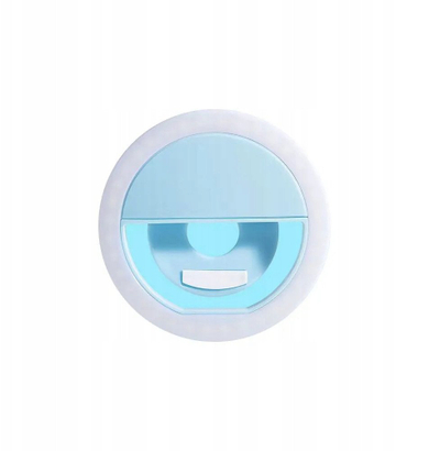 Lampa прстенеста LED за селфи RK-12, 5W, со вградена полначка батерија, сина