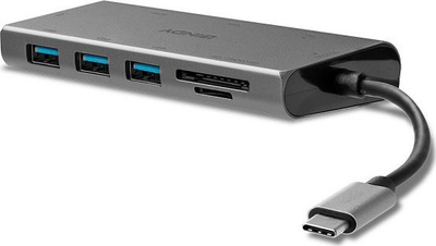 Dock USB C Lindy Laptop Mini, HDMI VGA, 3x USB 3.0, gri