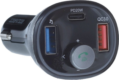 Transmetues FM për makinë Art FM, Bluetooth 5.0, karikues USB QC3.0 PD 20W, i zi