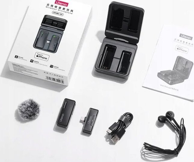 Mikrofon wireless Ulanzi UW-MIC, 2.4GHz, me Lightning për iPhone, ngjyrë e zezë