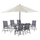 Set Tavolinë 150×90 cm + 6 karrige palosëse + çadër,"HM11480", bezhë/ gri