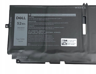 Bateri laptopi Dell 722KK, 52Wh, 7.6V, e zezë