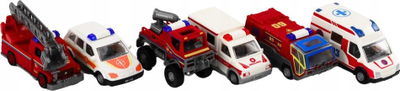 Set lodrash Leantoys Fire Brigade, 6 automjete zjarrfikëse, e kuqe