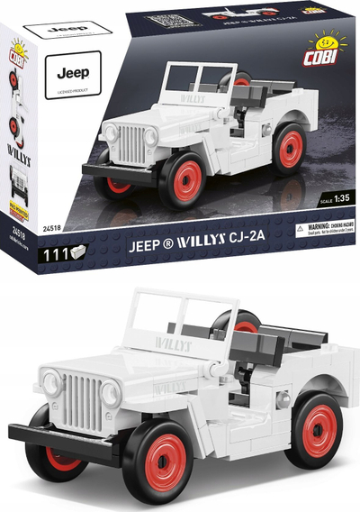Lodër blloqe COBI JEEP Willys CJ-2A, shkallë 1:35, ngjyrë e bardhë