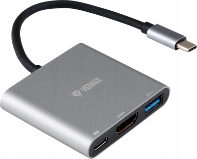 Adapter USB C në HDMI YENKEE YTC 031, me portë USB A, gri