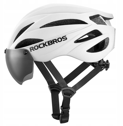 Helmë biçiklete Rockbros, 58–62 cm, me vizor dhe syze magnetike, e zezë