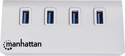 USB hub Manhattan 163767, 4 porta, USB 3.0, i bardhë