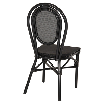 Karrige alumini HM5052, pamje bambuje, textilene, 45x57x88cm, e zezë