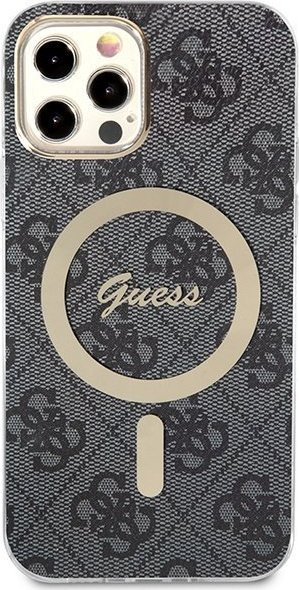 Set karikues me mbrojtëse Guess MagSafe për iPhone 12 / 12 Pro, 20W, 4G, gri e zezë