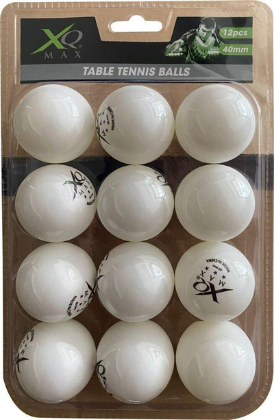 Topa pingpongu XQMAX 3 Stars, 40mm, set me 12 copë, të bardhë