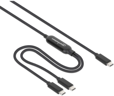 Kabllo karikimi Manhattan Dual USB C, 100W, 2m, e zezë