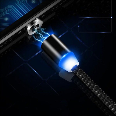 Kabllo karikimi ECOBOX X-Cable J-009, USB 3in1 magnetik 360°, Lightning Micro USB Type-C, ngjyrë gold