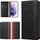 Këllëf telefoni Hurtel Magnet Strap për Samsung Galaxy S22 Ultra, lëkurë eko, tip portofol, i zi