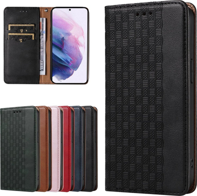 Këllëf telefoni Hurtel Magnet Strap për Samsung Galaxy S22 Ultra, lëkurë eko, tip portofol, i zi