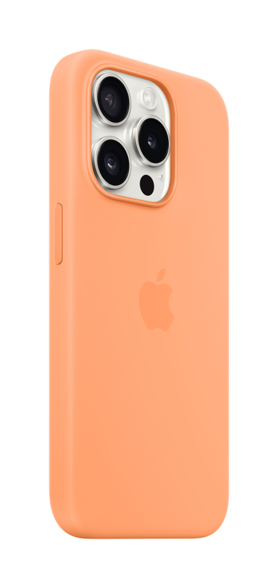 Маска Apple за iPhone 15 Pro Silicone Case со MagSafe, Orange Sorbet