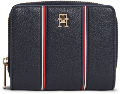 Portofol Tommy Hilfiger Th Icon Med Za W/Flap Corp AW0AW18653, me flap, i kaltër i errët