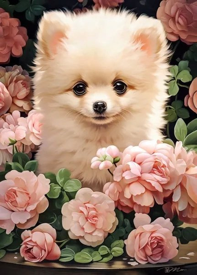 Puzzle Castorland Six Pomeranians in a Row, 60 copa, për kalamaj