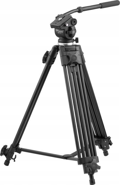 Tripod video Freepower 13356234, kokë fluide, alumini, i zi